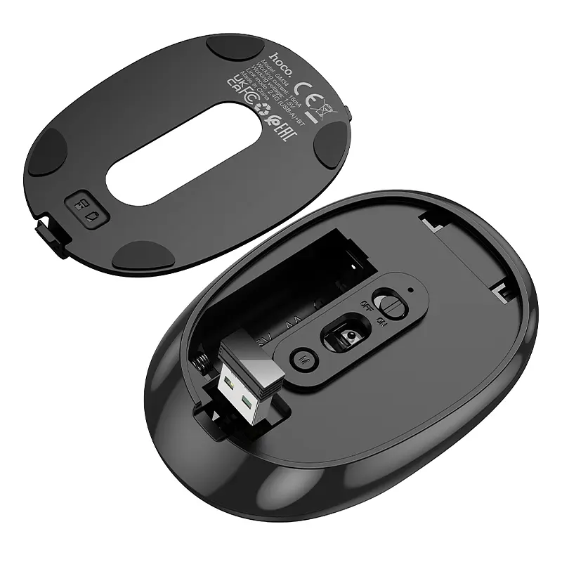 Маніпулятор миша HOCO GM34 Nuevo dual-mode business wireless mouse Black Metal Gray - фото 4