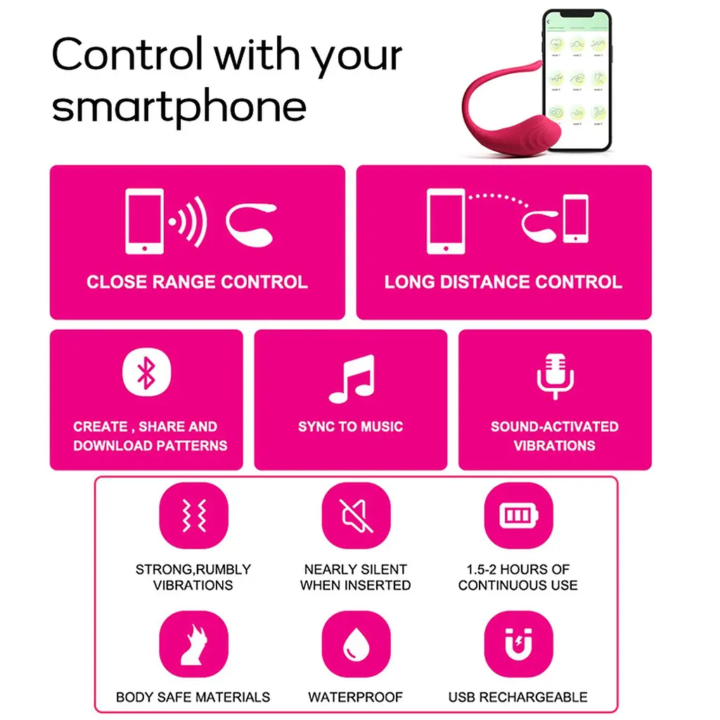 Виброяйцо Boss Series App Love Egg 17.3 см розовый - фото 8