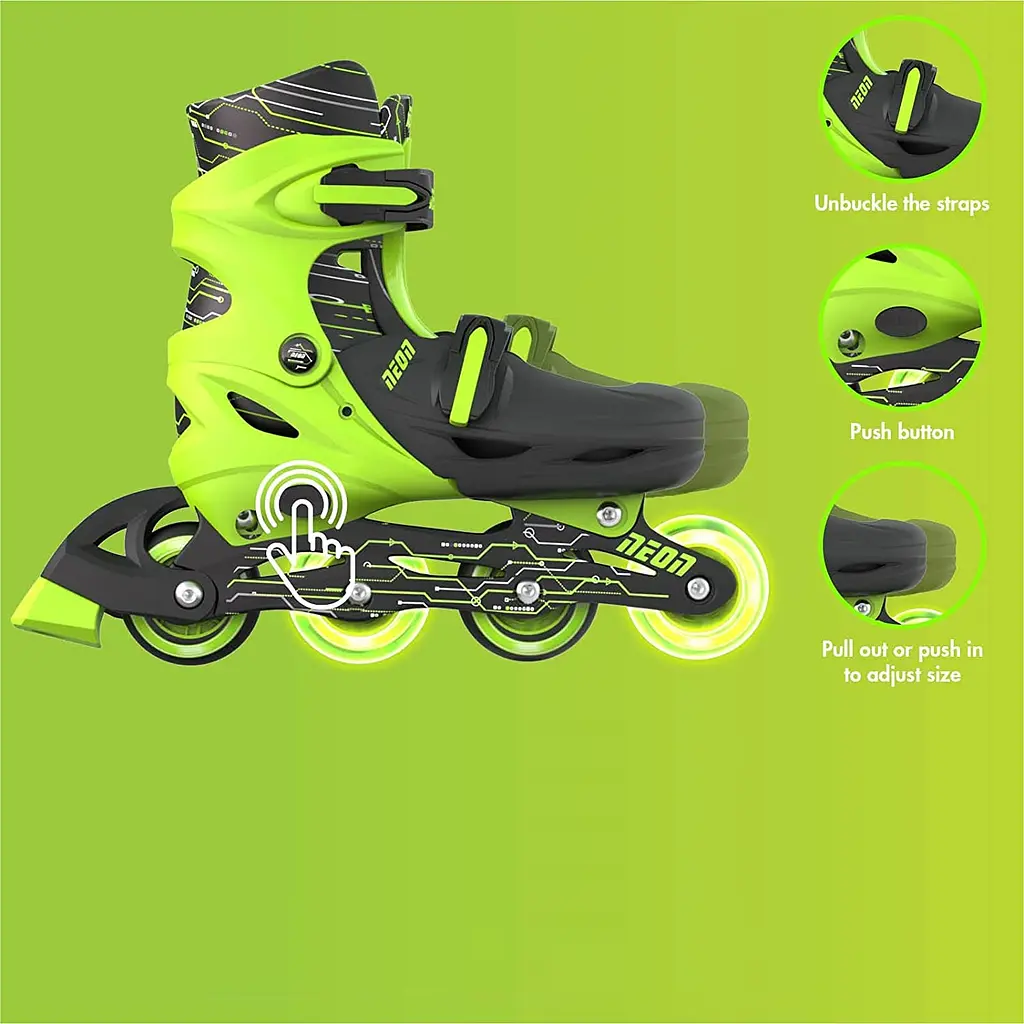 Роликові ковзани Neon Inline Skates розмір 34-37 зелені (NT08G4) - фото 7