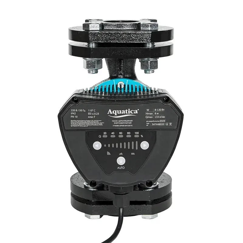 Насос циркуляційний енергозберігаючий фланц 8-130Вт Hmax 8м Qmax 133л/хв DN40 220мм + відповідний фланець AQUATICA GPA40-8F/220 IV (774084) - фото 5