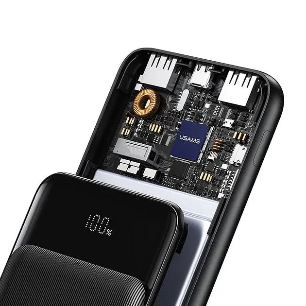 Power Bank Usams US-CD202 30000mAh 3 Ports Display black зовнішній акумулятор (6958444905617) - фото 5