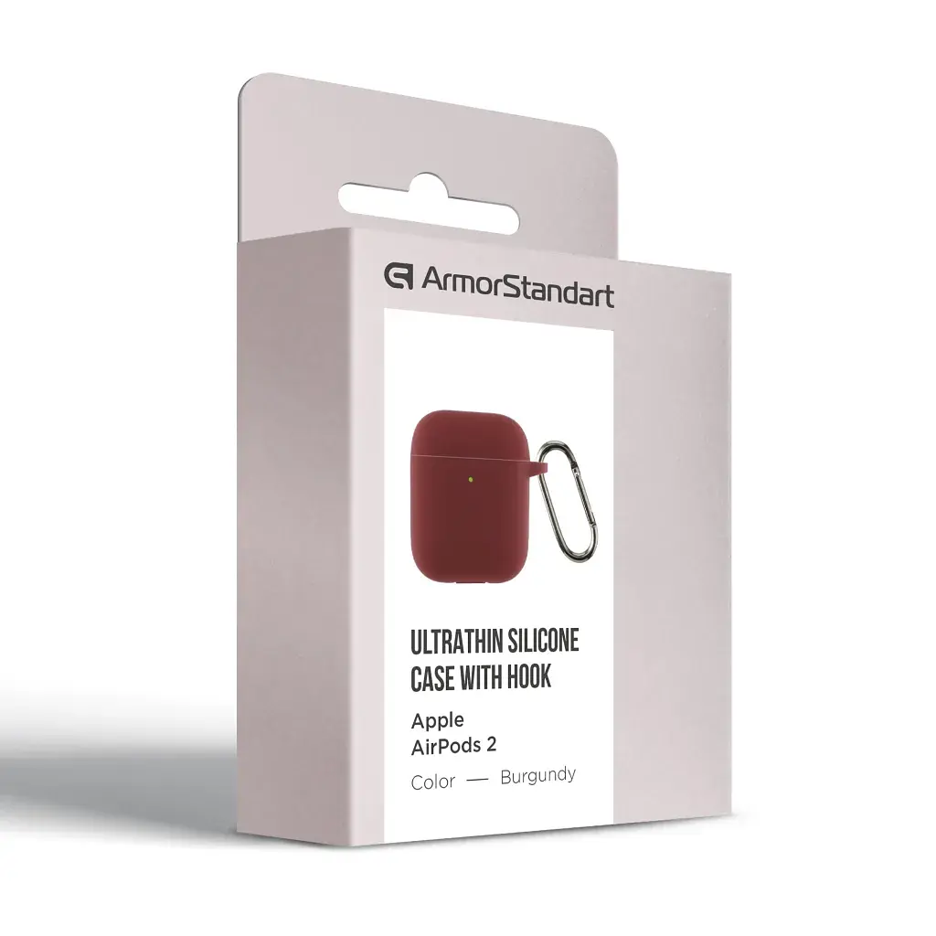 Чохол для навушників Armorstandart Ultrathin Silicone Case With Hook для Apple AirPods 2 Burgundy (ARM59680) - фото 3