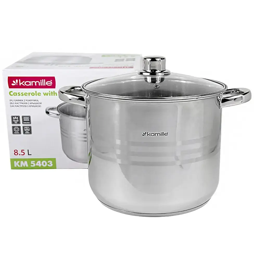 Каструля з кришкою Kamille KM-5403 8.5 л 24 см срібляста - фото 6
