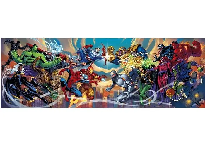 Пазл Clementoni Герої проти Лиходіїв, Marvel (Marvel Heroes Vs Villa Panorama Puzzle - 1000 pcs.), 1000 ел. (панорама) (37056) - фото 2