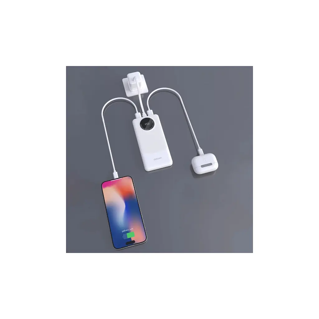 Батарея універсальна Dudao 10000mAh K12 22.5W, PD, QC, 2*USB-A, USB-C(In/Out), White (6976625333875) - фото 2