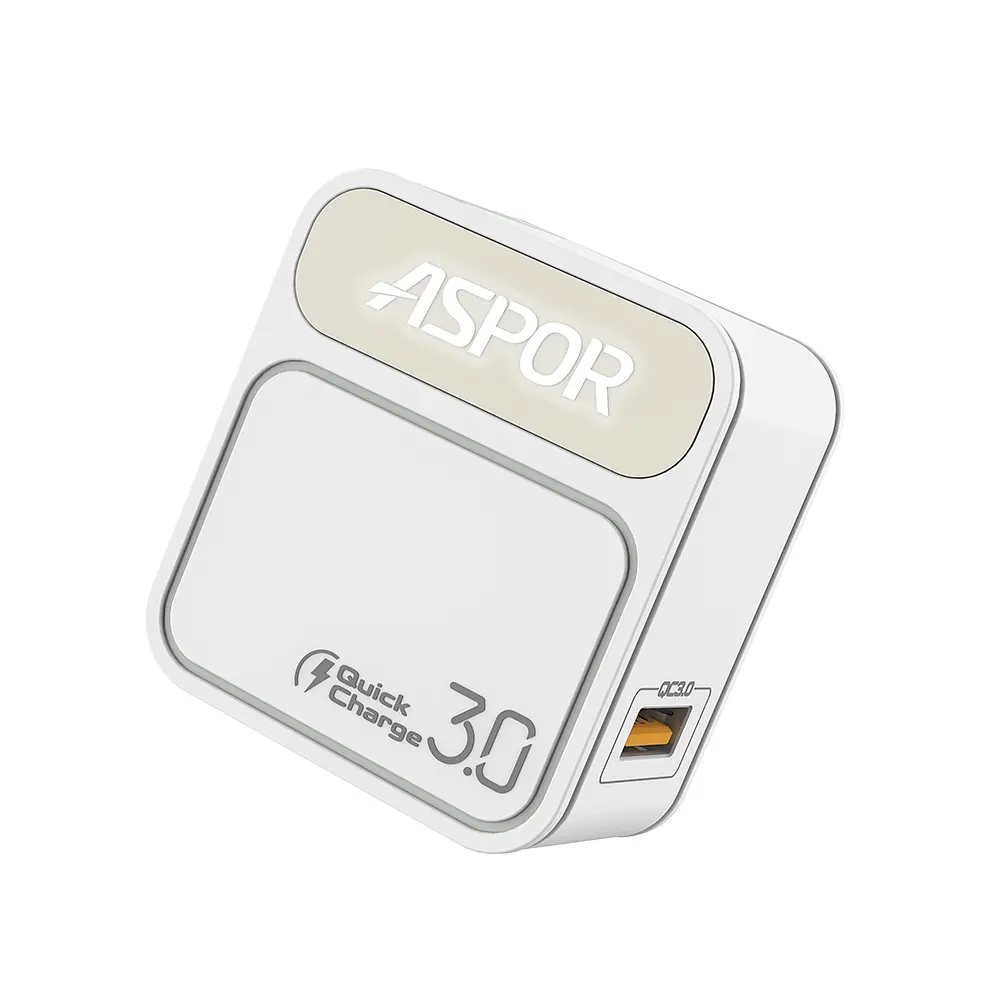 Мережевий зарядний пристрій Aspor A828 Fast Charger (18W QC3.0 1USB/3A)- білий - фото 3