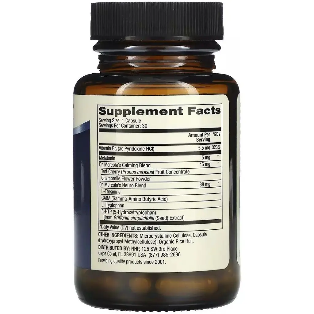 Поддержка сна с мелатонином Dr. Mercola Sleep Support 5 мг 30 капсул - фото 2