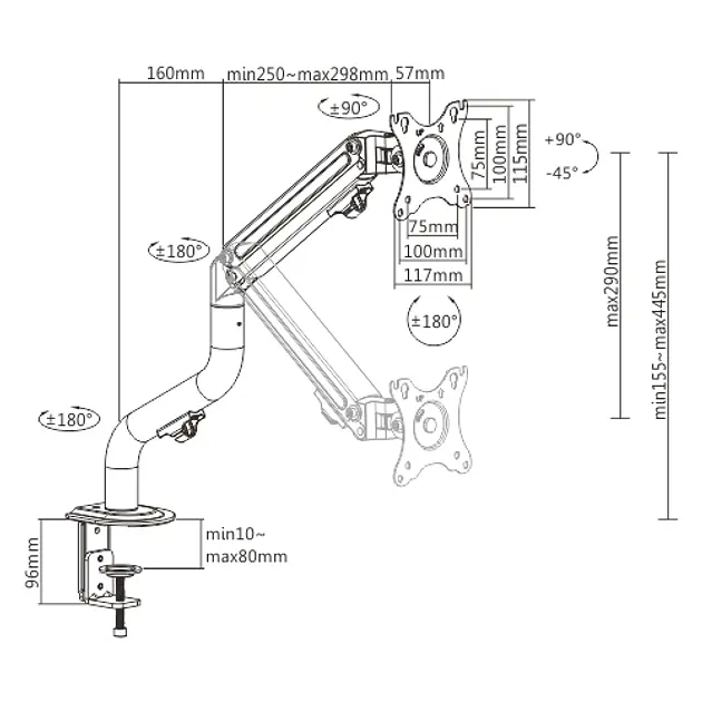 Настільне кріплення для монітора OfficePro MA301 17-32` Black [123457] - фото 10