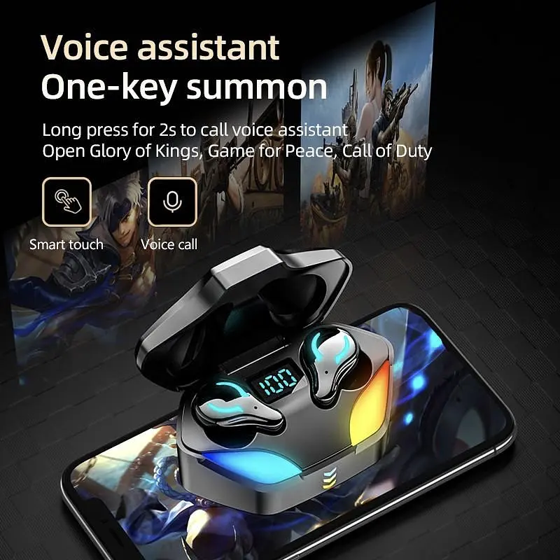 Игровые беспроводные наушники Bluetooth TWS X1 с зарядным кейсом индикатором заряда и LED подсветкой - фото 7