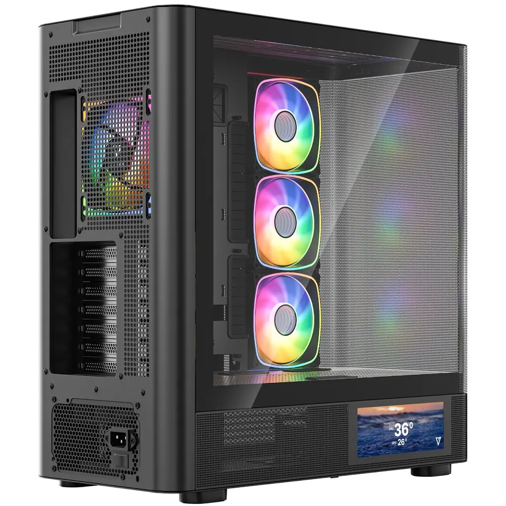 Корпус Modecom VOLCANO AQ400 ARGB MIDI SIDE LCD 6,2”, 4x120 мм fans BLACK без БЖ ATX (MC-A-AQ400-4FA-B) - фото 7
