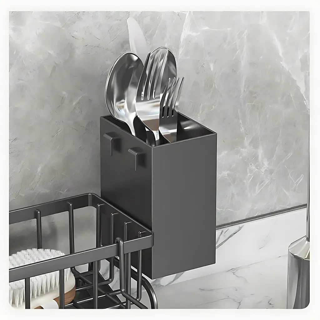 Органайзер для кухонної мийки та ванної 34, 9x10, 5x9, 2 см, чорний (1521695794) - фото 6