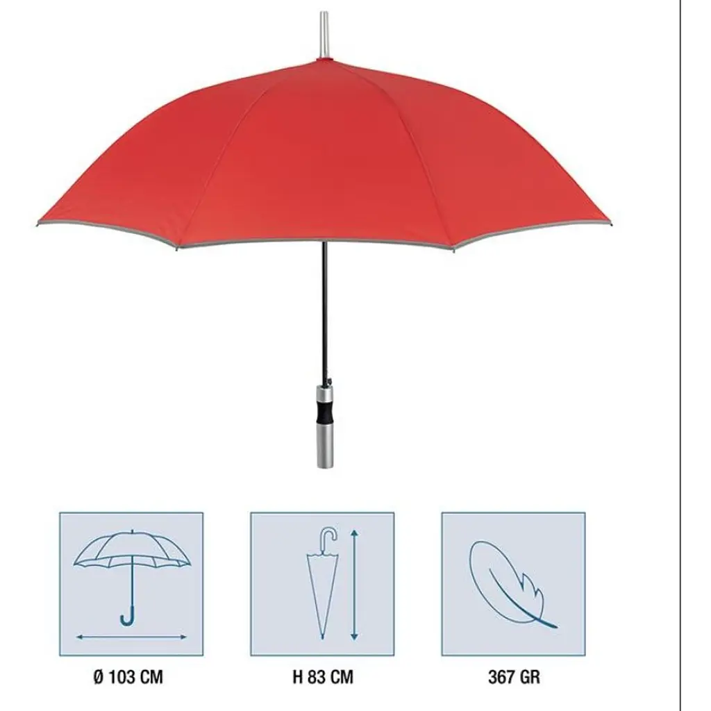 Зонтик-трость Perletti Reflecting с системой антивитер красный (P96014-03) - фото 5