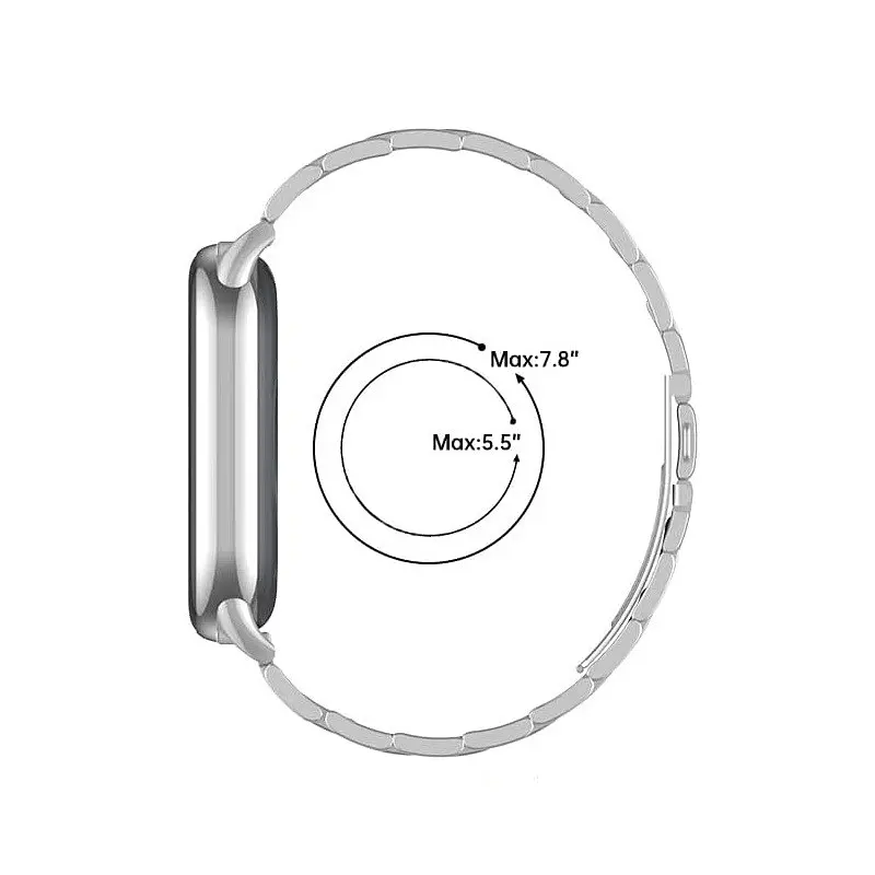 Ремешок для фитнес-браслета Tamister для Xiaomi Mi Band 8 и 9 Type C металлический с застежкой серебристый - фото 6