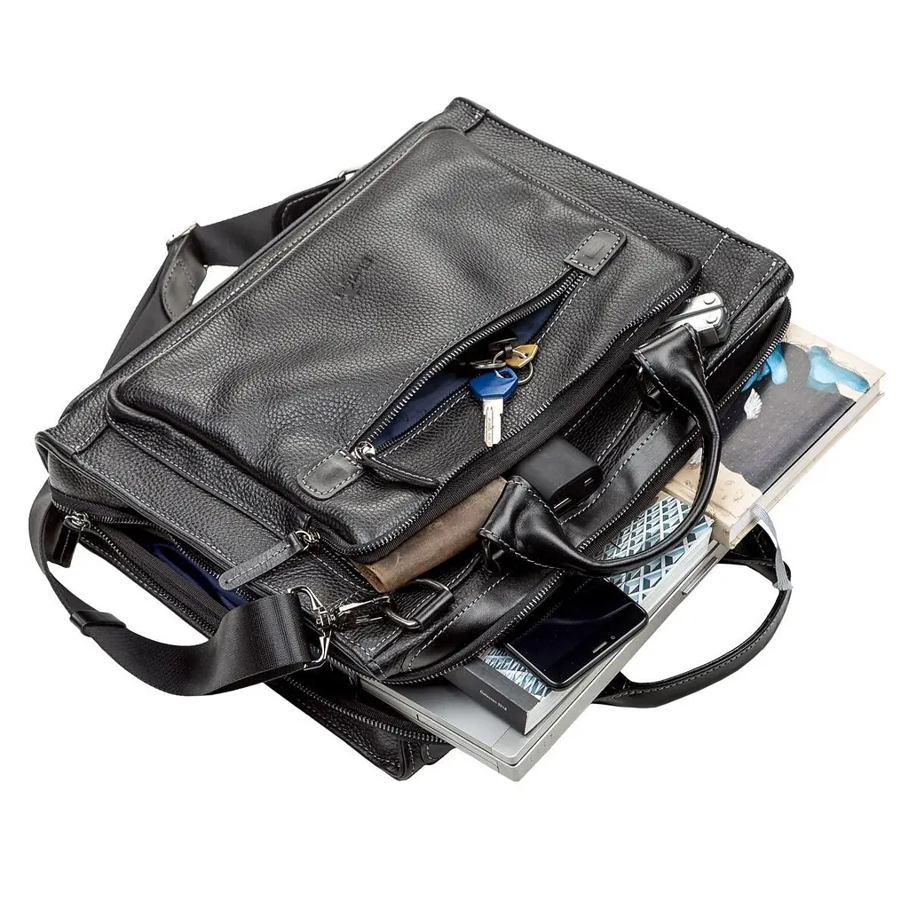 Сумка чоловіча SHVIGEL 11116 шкіряна чорна - фото 9