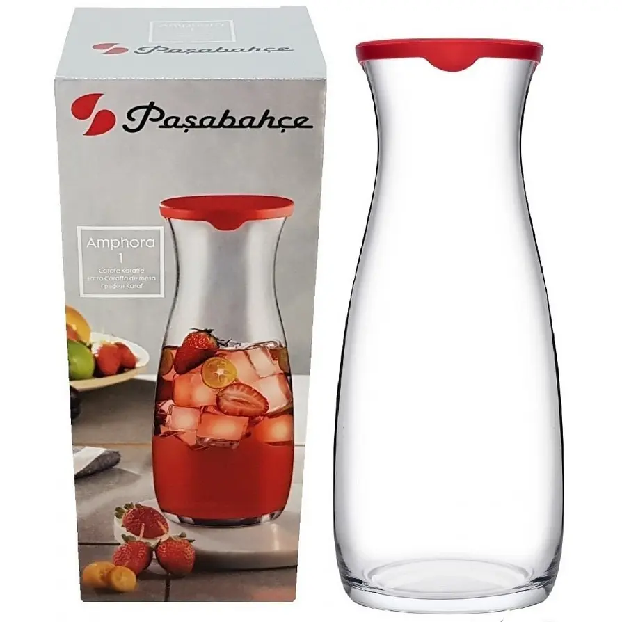 Графин Pasabahce Amphora с красной крышкой 1.18 л (43813RD) - фото 2