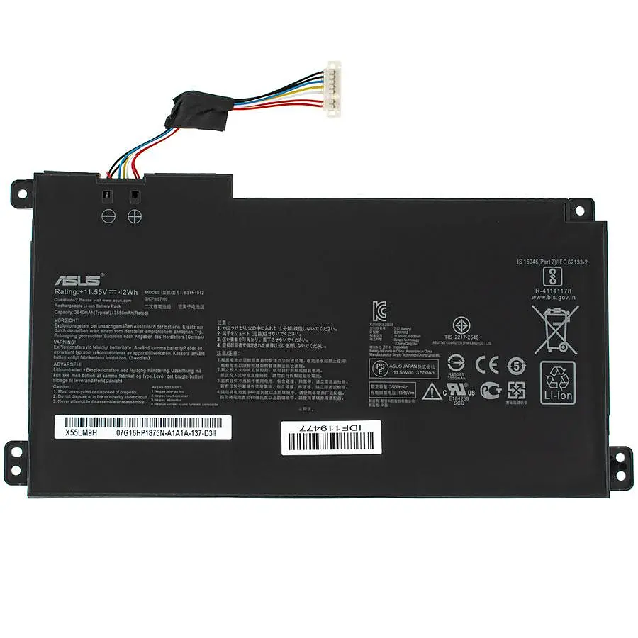 Батарея для ноутбука Asus B31N1912 (VivoBook: E410MA E510MA E410KA E510KA series) 11.55V 3640mAh 42Wh Чорний (зі шлейфом у - фото 2