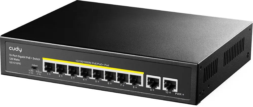 Комутатор Cudy GS1010PE, 8-Port Gigabit PoE+ Switch with 2 Gigabit Uplink Ports 120W (GS1010PE) - фото 3
