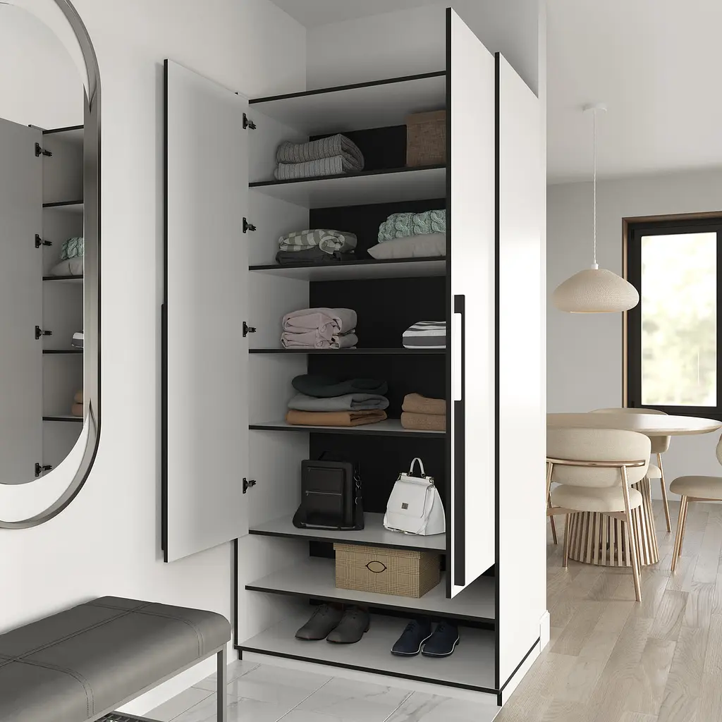 Шафа для одягу Flamecame з поличками на 2 двері у передпокій FR-03 Кверкус - фото 2