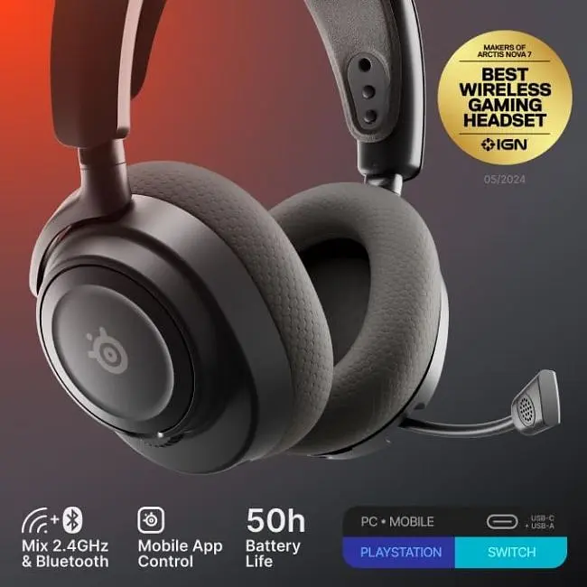Ігрова гарнітура SteelSeries Arctis Nova 7 Gen 2 Wireless Black /PC/PS/SW/MAC/MOB (61730) - фото 5