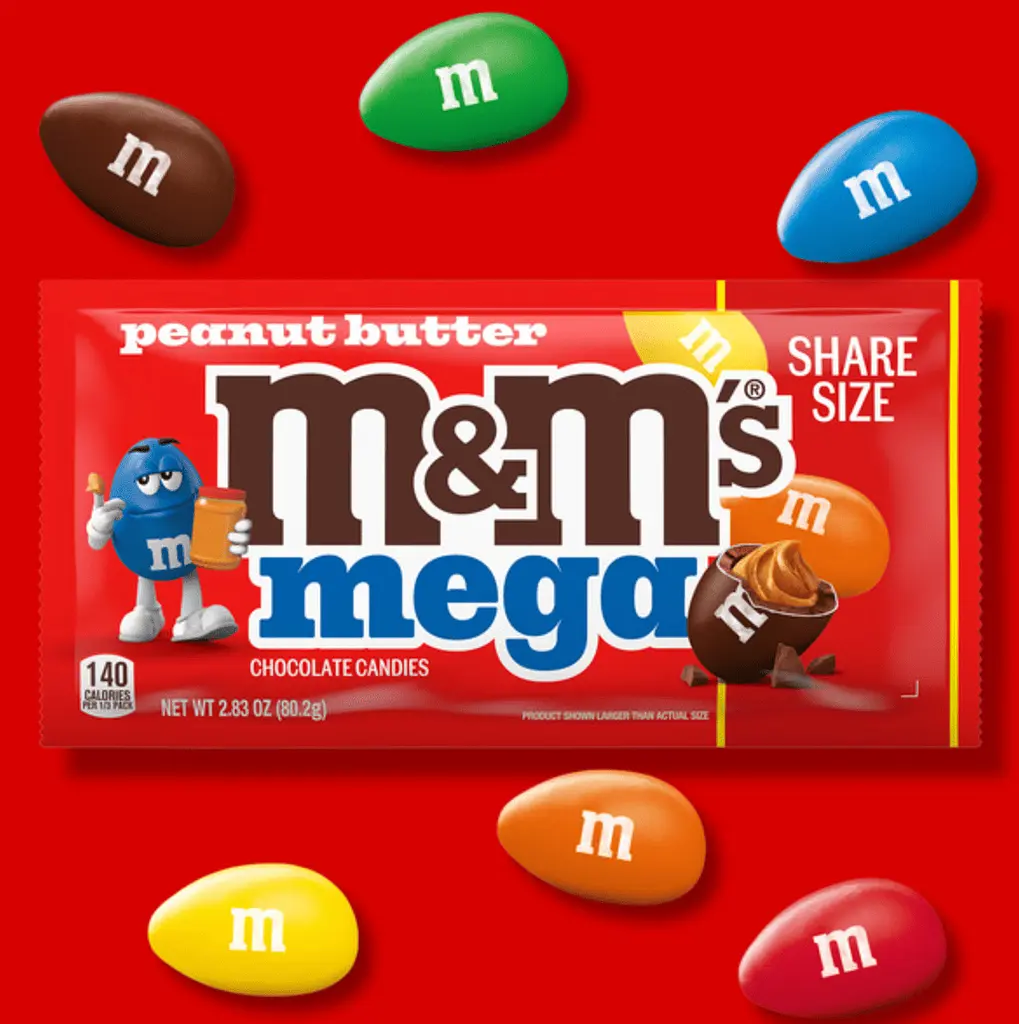 Драже M&M's Mega Peanut Butter Chocolate Candy 80.2г - фото 6