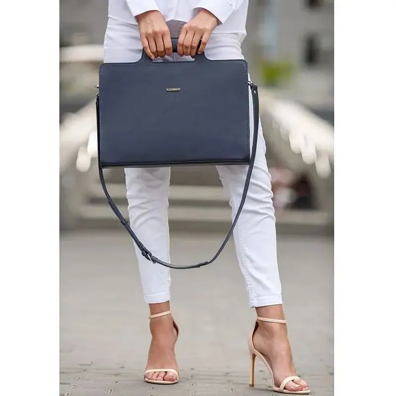 Сумка для ноутбука та документів BlankNote Жіноча шкіряна 15 Dark Blue (BN-BAG-36-navy-Blue) - фото 8