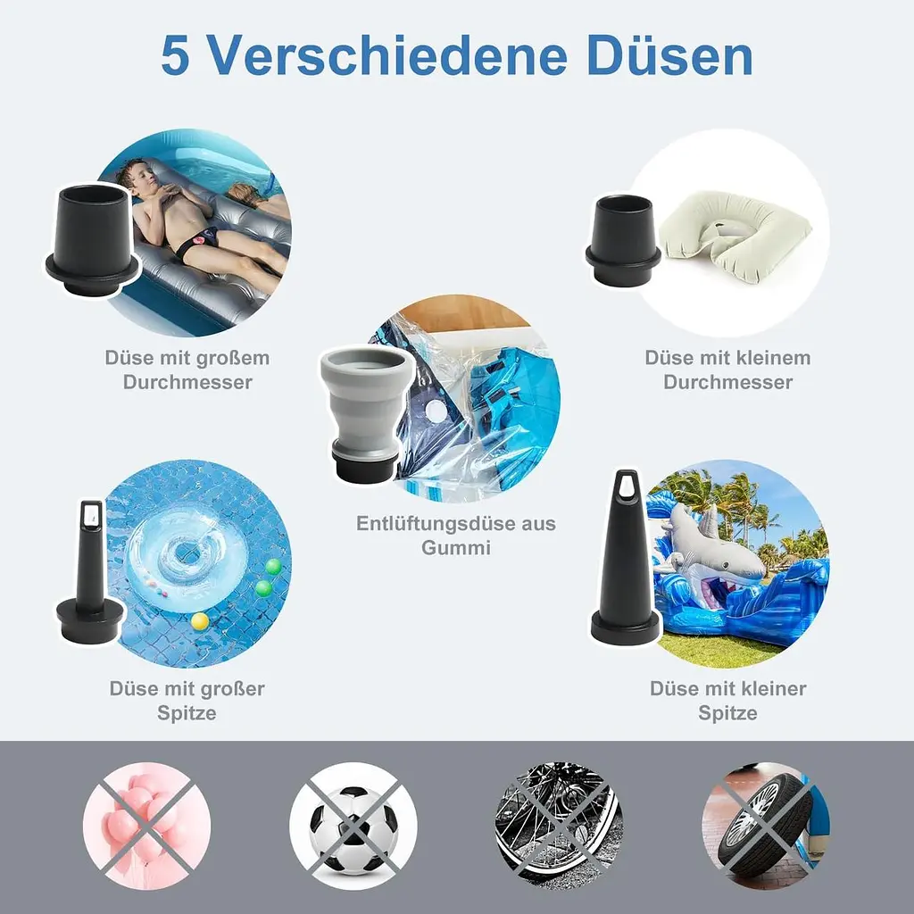 Портативний електричний повітряний насос для надування і здування з батареєю і кабелем USB C - фото 4