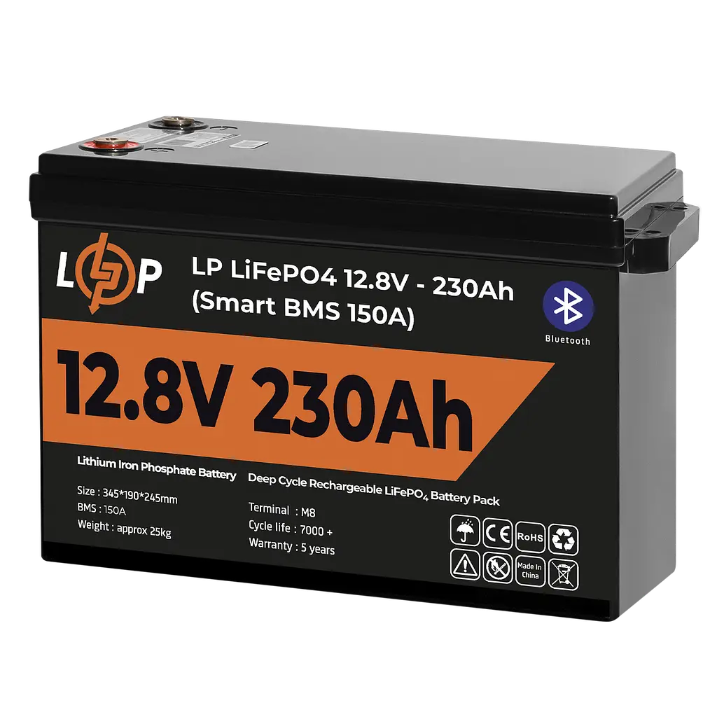 Акумулятор LP LiFePO4 12V (12,8V) - 230 Ah (2944Wh) (Smart BMS 150А) з BT пластик - фото 3