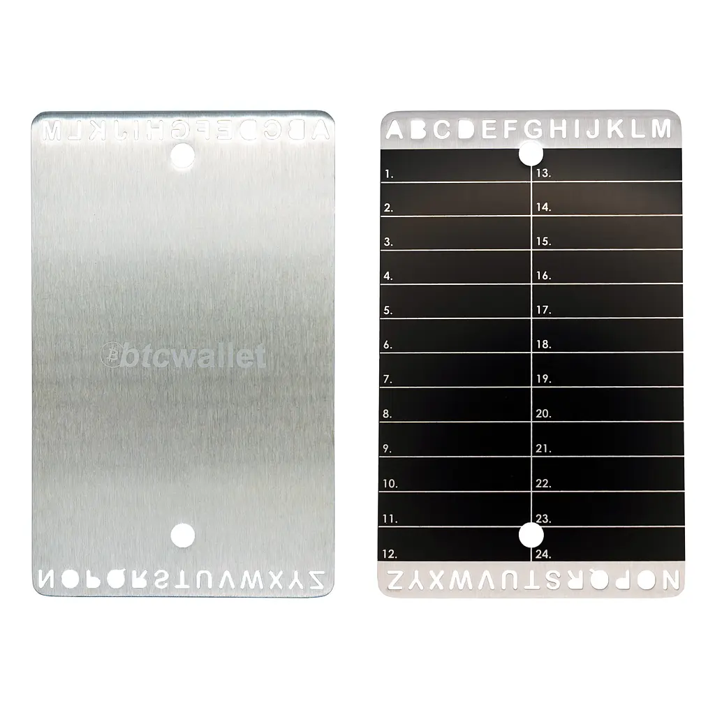 Металеві пластини Btcwallet Plate для зберігання сід-фрази, 2 шт + гравірувальна ручка, 73×117 мм - фото 4