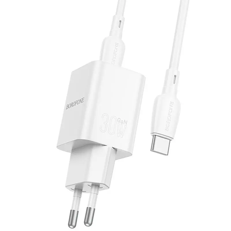 МЗП Borofone BN14 Royal PD30W+QC3.0 (1USB-A/1C) + кабель Type-C to Type-C White - фото 3