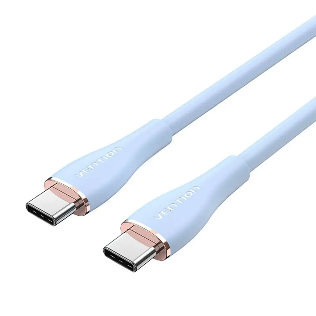 Кабель Vention USB 2.0 C Male to C Male 5A Cable 1.5 м Light блакитний Silicone Type (TAWSG) - фото 3