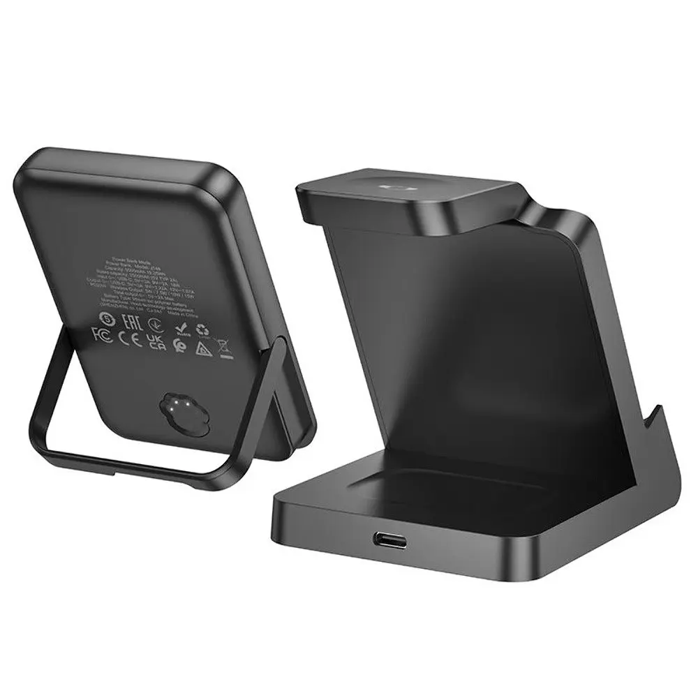 Power bank Hoco J149 3в1 5000mAh магнітний з функцією бездротової зарядки чорний - фото 6