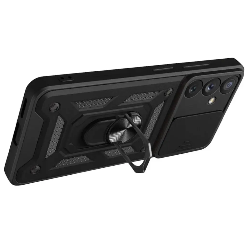 Чехол Primo Shockproof Samsung Galaxy S25 FE (SM-S731) противоударный, с подставкой и шторкой камеры Black - фото 5