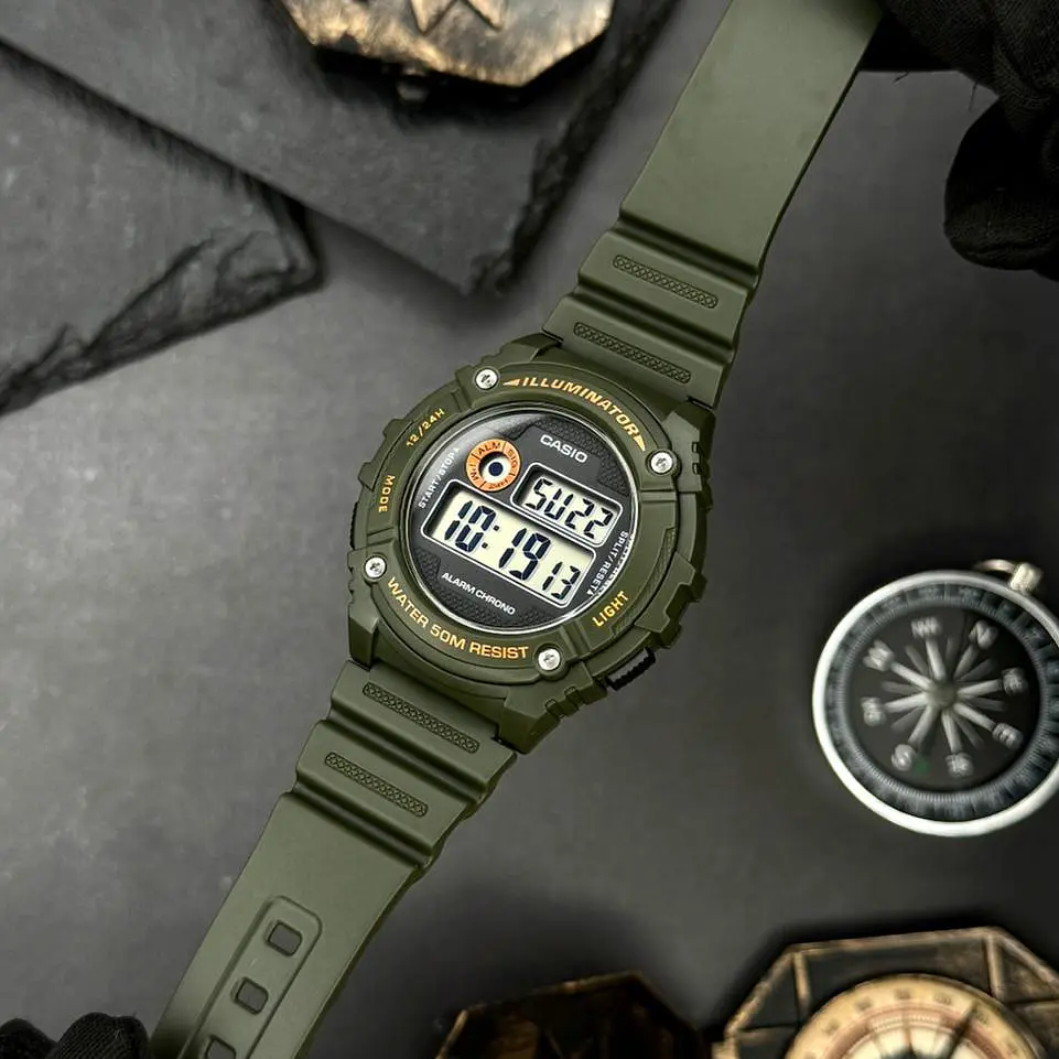 Чоловічий годинник Casio W-216H-3B Темно-Зелений ( AT1141-0120 ) - фото 5