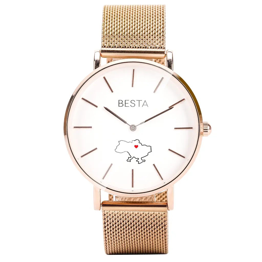 Наручний годинник жіночий BESTA Love UA Rosegold Золотий (3143)