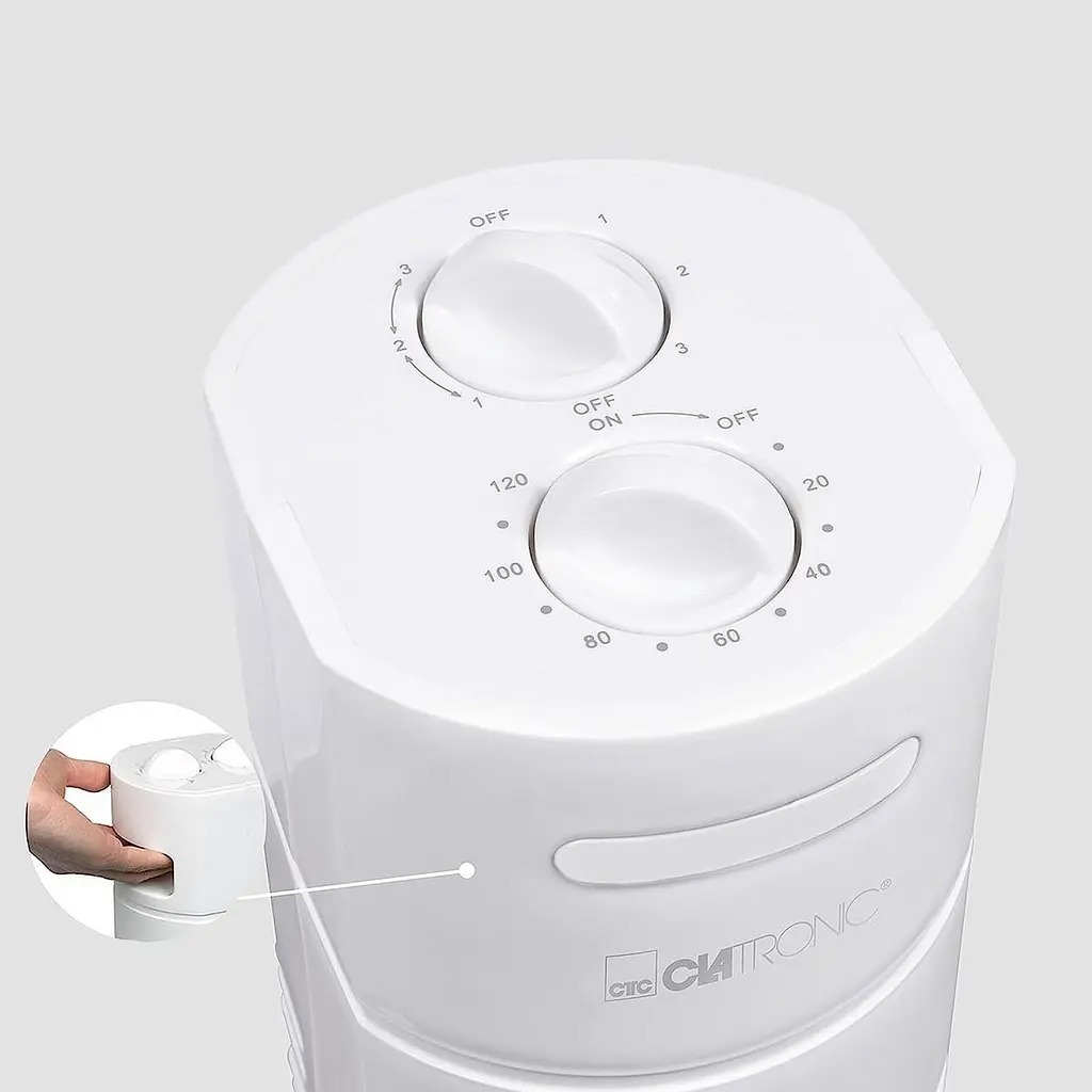 Колонний підлоговий вентилятор Clatronic TVL 3370 White, безшумний, кімнатний, із таймером та автоповоротом, білий - фото 3