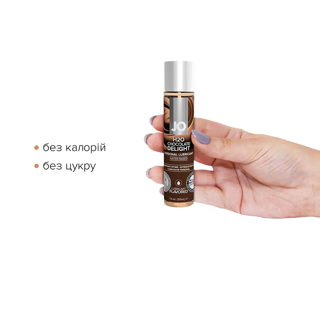 Змазка на водній основі JO H2O — Chocolate Delight (30 мл) без цукру, рослинний гліцерин - фото 2