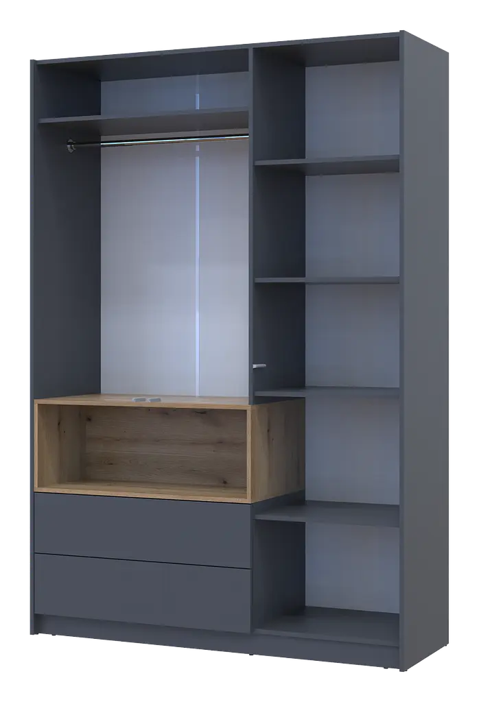 Шафа для одягу з нішою Doros Дейл Графіт/Дуб Евок 3 ДСП 150х52х220 (80737723) - фото 5