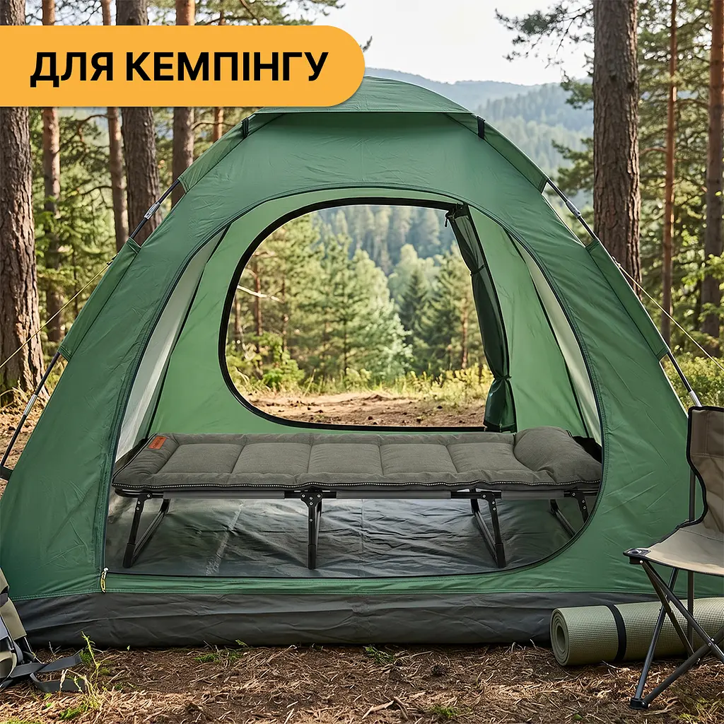Розкладне ліжко (розкладачка) з вбудованим матрацом LEOBRO Khaki (LB-FB-S1-KHA) - фото 3