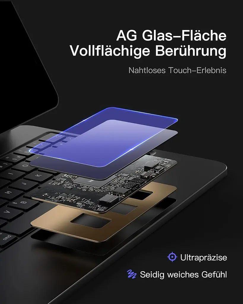 Клавиатура Inateck Magic Keyboard для iPad Pro 11 2024 M4 с клавиатурой, быстрая зарядка 30 минут, светодиодный дисплей Smart - фото 4