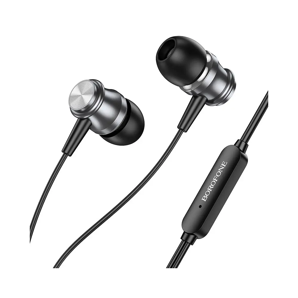 Наушники Borofone BM75 Platinum metal universal earphones with microphone 1.2m (серый) - фото 3