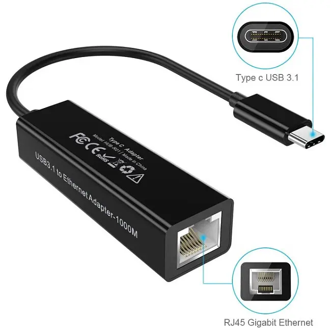 Перехідник USB 3.1 Type-C Ethernet RJ45 1000Mb 0,15 м, Choetech чорний - фото 5