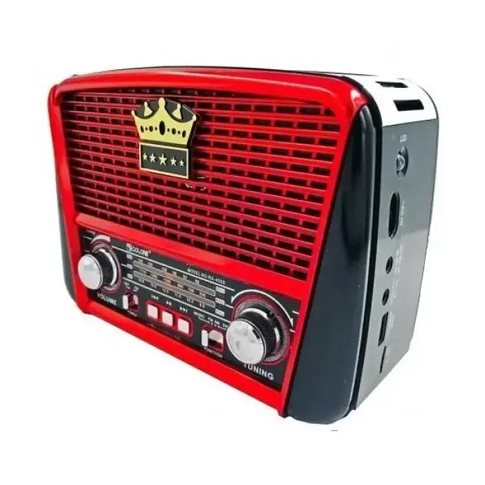 Радіоприймач переносний Bluetooth від мережі із сонячною панеллю червоний Golon RX-455S - фото 3