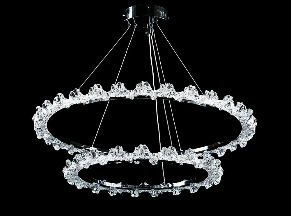 Люстра стельова LED Splendid Ray L115/600+400/2, хром/білий, 2 лампи, регульована висота, сучасний стиль для дому - фото 2