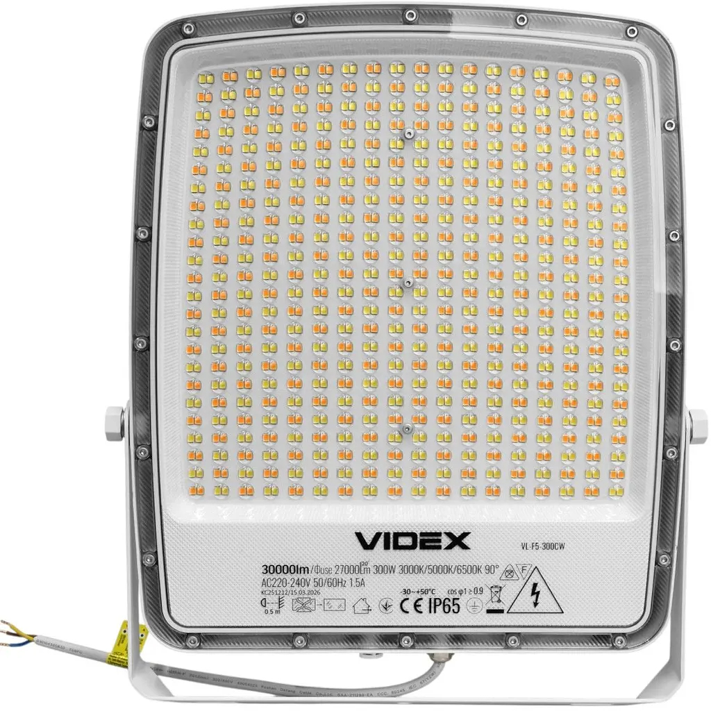 LED прожектор Videx VL-F5-300CW 300W 3000-5000-6500K 230V білий (VL-F5-300CW)