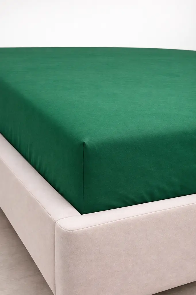 Простирадло на резинці Ecotton 180х200 см фланель бавовняне Green зеленого кольору (25567) - фото 2