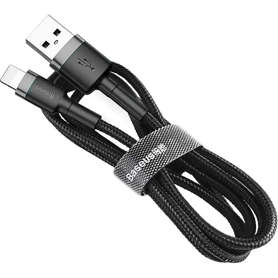Кабель Baseus Cafule USB for Lightning 2.4A 1m grey black (CALKLF-BG1) - фото 2