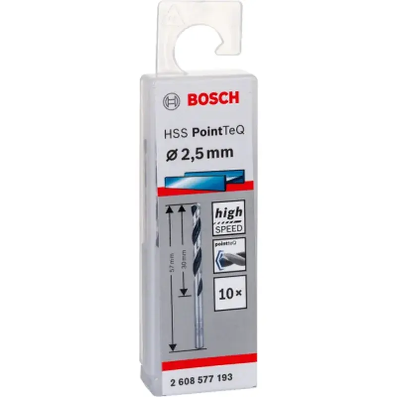 Свердло Bosch по металу HSS-PointTeQ, 2.5х30х57мм, 10шт (2.608.577.193) - фото 2