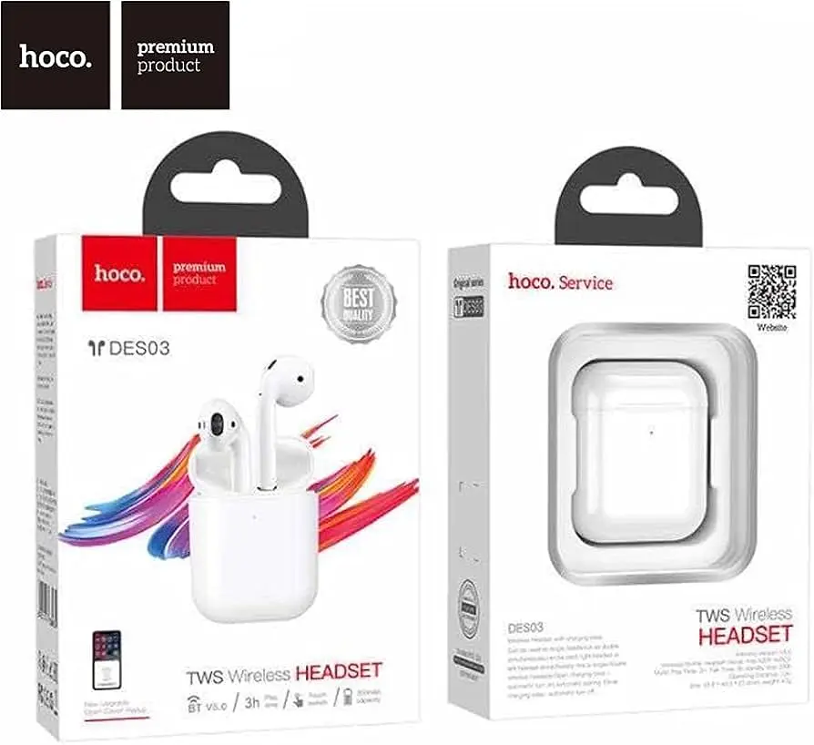 Навушники Hoco DES03 Air wireless headset TWS White - фото 4