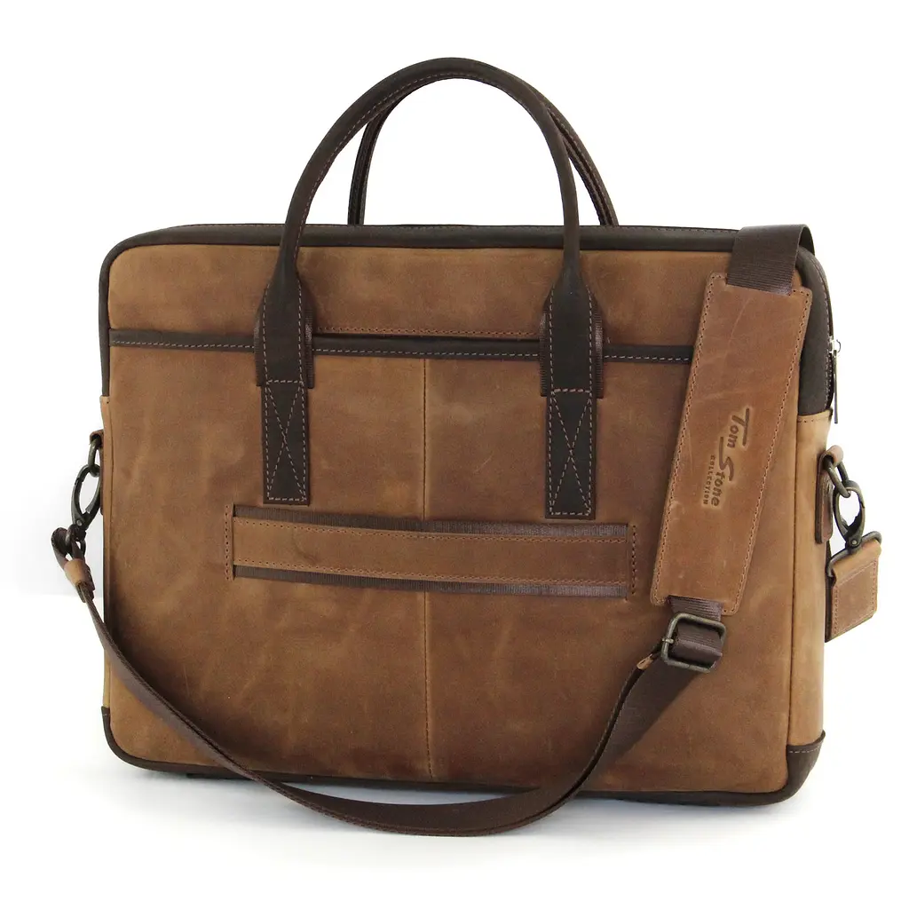 Сумка кожаная для ноутбука светло-коричневая 15,6', MacBook 16' Tom Stone 7171 R-BR - фото 2