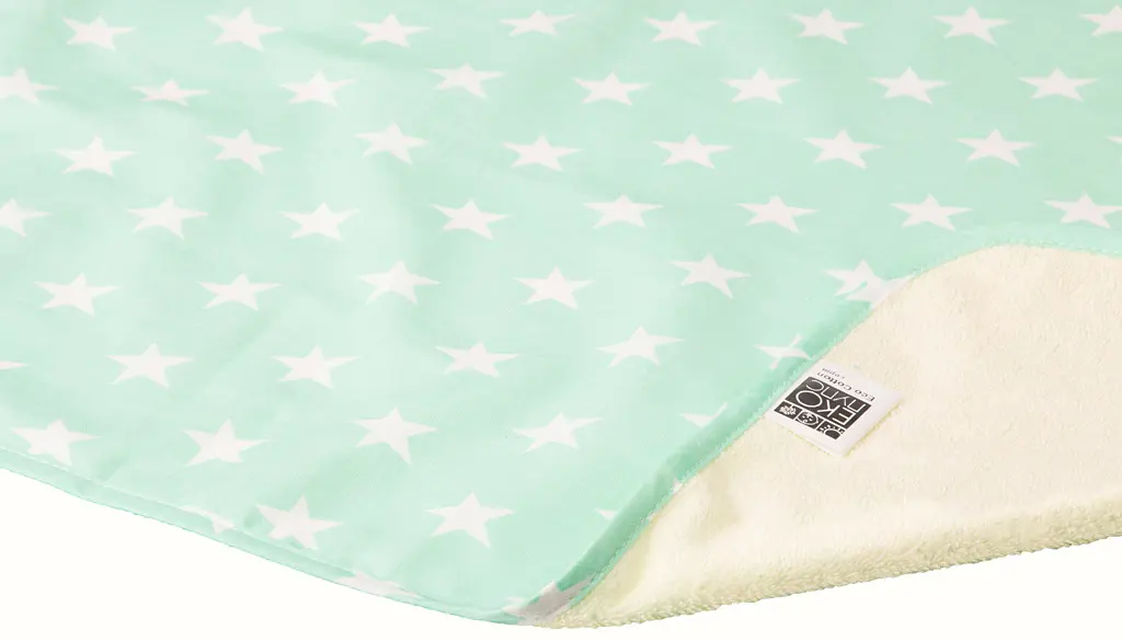 Багаторазова непромокальна пелюшка Еко Пупс Eco Cotton Зірки 90х65 см м'ятна - фото 2